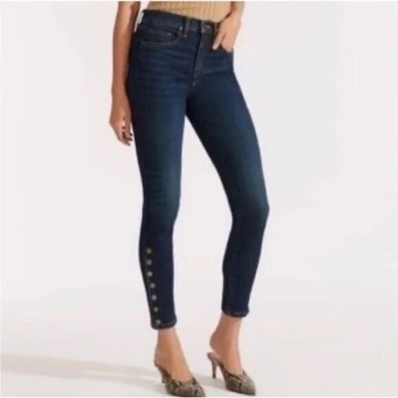 Veronica Beard Debbie High Rise Skinny Jeans with Button Detail Sz 27 - Picture 1 of 14